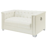 Chaviano Pearl White Tufted Upholstered Loveseat by Coaster at Eve Furniture