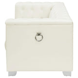 Chaviano Pearl White Tufted Upholstered Loveseat by Coaster at Eve Furniture