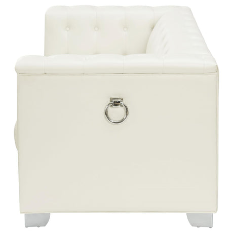 Chaviano Pearl White Tufted Upholstered Loveseat by Coaster at Eve Furniture