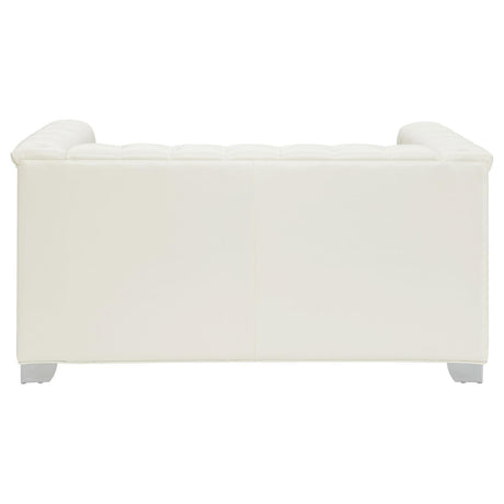 Chaviano Pearl White Tufted Upholstered Loveseat by Coaster at Eve Furniture