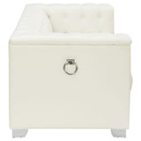 Chaviano Pearl White Tufted Upholstered Loveseat by Coaster at Eve Furniture