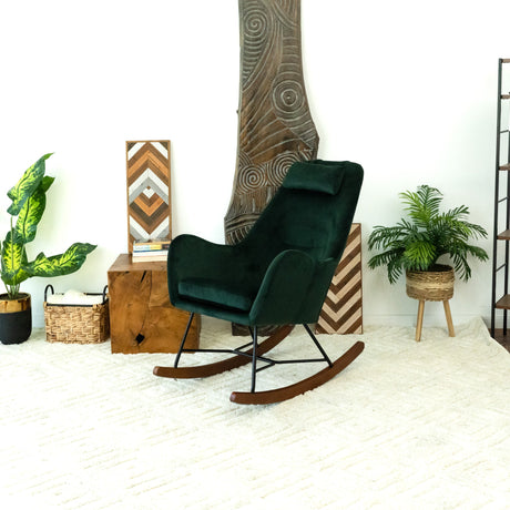 Chelsea Green Velvet Rocking Chair by Ashcroft Imports at Eve Furniture