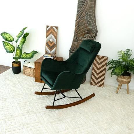 Chelsea Green Velvet Rocking Chair by Ashcroft Imports at Eve Furniture