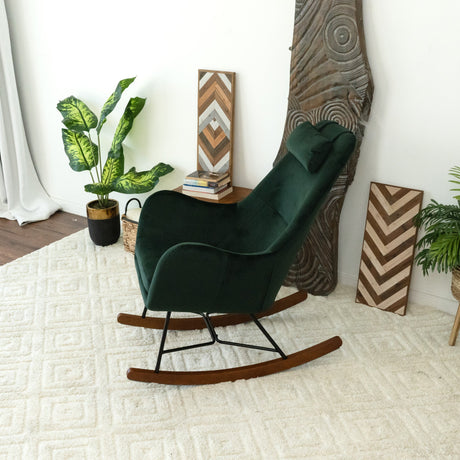 Chelsea Green Velvet Rocking Chair by Ashcroft Imports at Eve Furniture