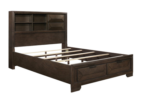 Chesky Warm Espresso Bookcase Storage Platform Bedroom Set by Homelegance at Eve Furniture