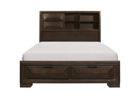 Chesky Warm Espresso Bookcase Storage Platform Bedroom Set by Homelegance at Eve Furniture