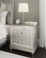 Chevanna Platinum 5-Piece King LED Upholstered Panel Bedroom Set by Ashley at Eve Furniture