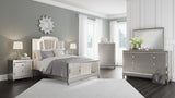 Chevanna Platinum 5-Piece King LED Upholstered Panel Bedroom Set by Ashley at Eve Furniture