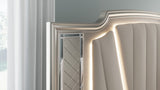 Chevanna Platinum 5-Piece King LED Upholstered Panel Bedroom Set by Ashley at Eve Furniture