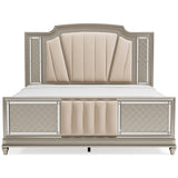 Chevanna Platinum 5-Piece King LED Upholstered Panel Bedroom Set by Ashley at Eve Furniture