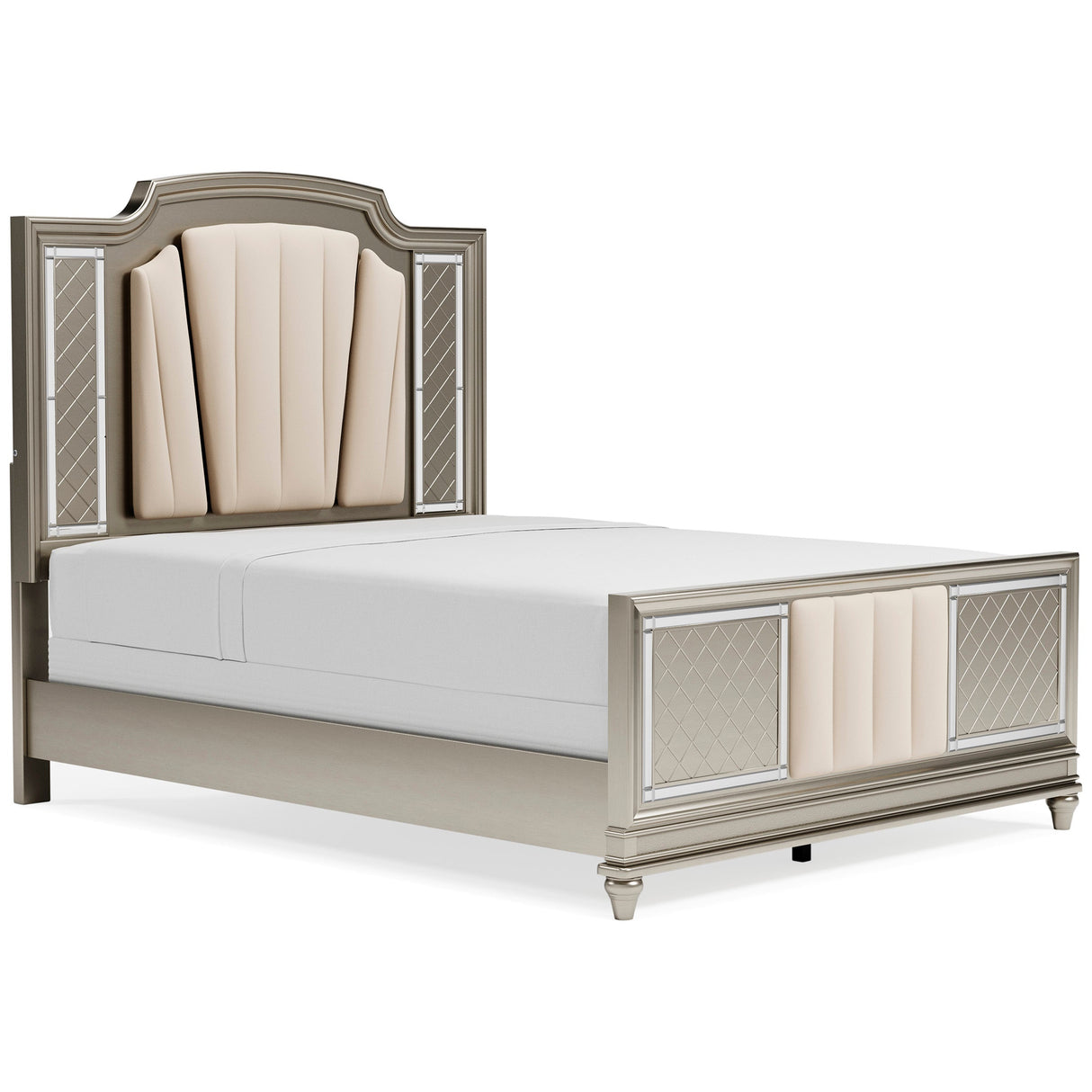 Chevanna Platinum 5-Piece King LED Upholstered Panel Bedroom Set by Ashley at Eve Furniture