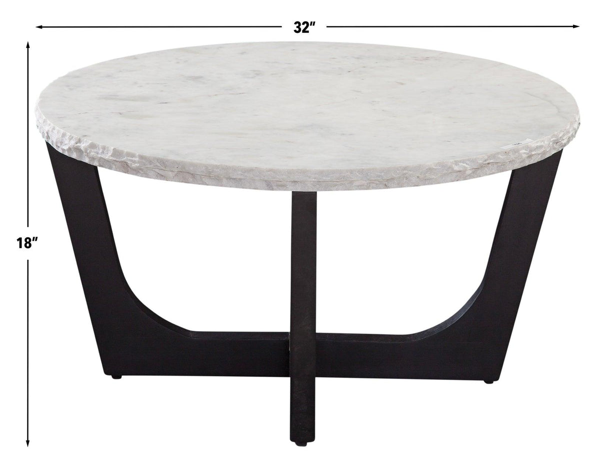 Chrissy 32″ Solid White Marble Top Coffee Table by Steve Silver at Eve Furniture