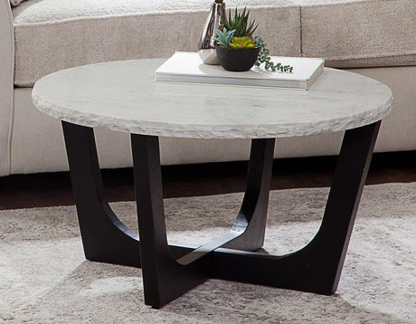 Chrissy 32″ Solid White Marble Top Coffee Table by Steve Silver at Eve Furniture