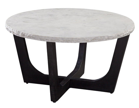 Chrissy 32″ Solid White Marble Top Coffee Table by Steve Silver at Eve Furniture