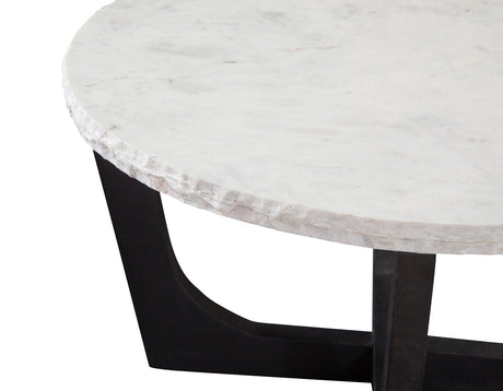 Chrissy 32″ Solid White Marble Top Coffee Table by Steve Silver at Eve Furniture