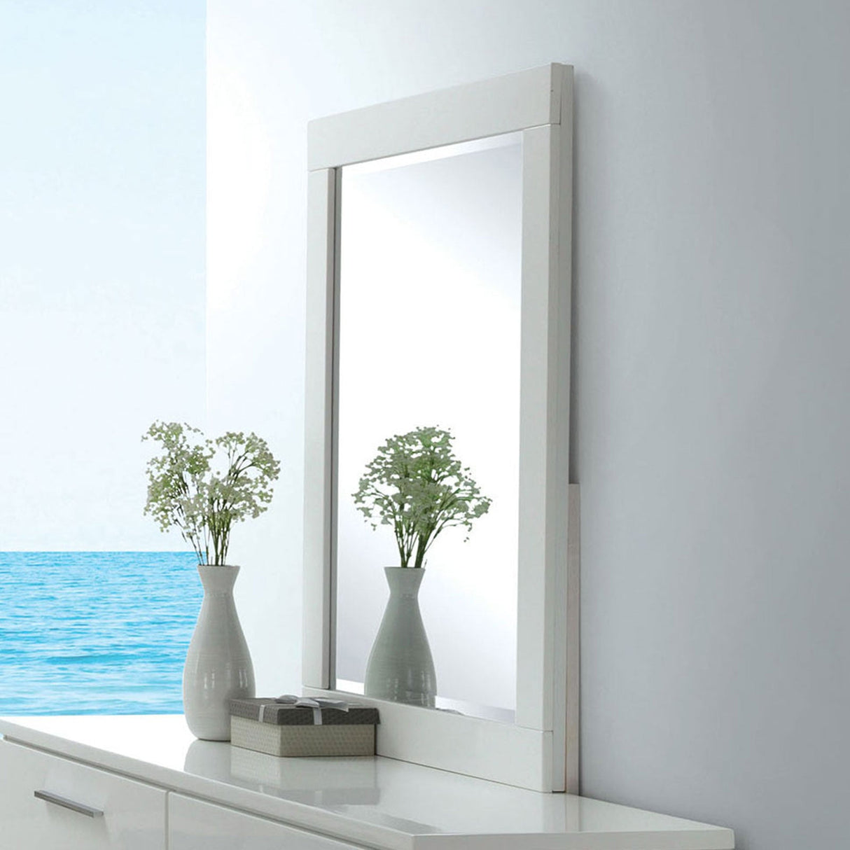 Christie White Mirror by Furniture of America at Eve Furniture