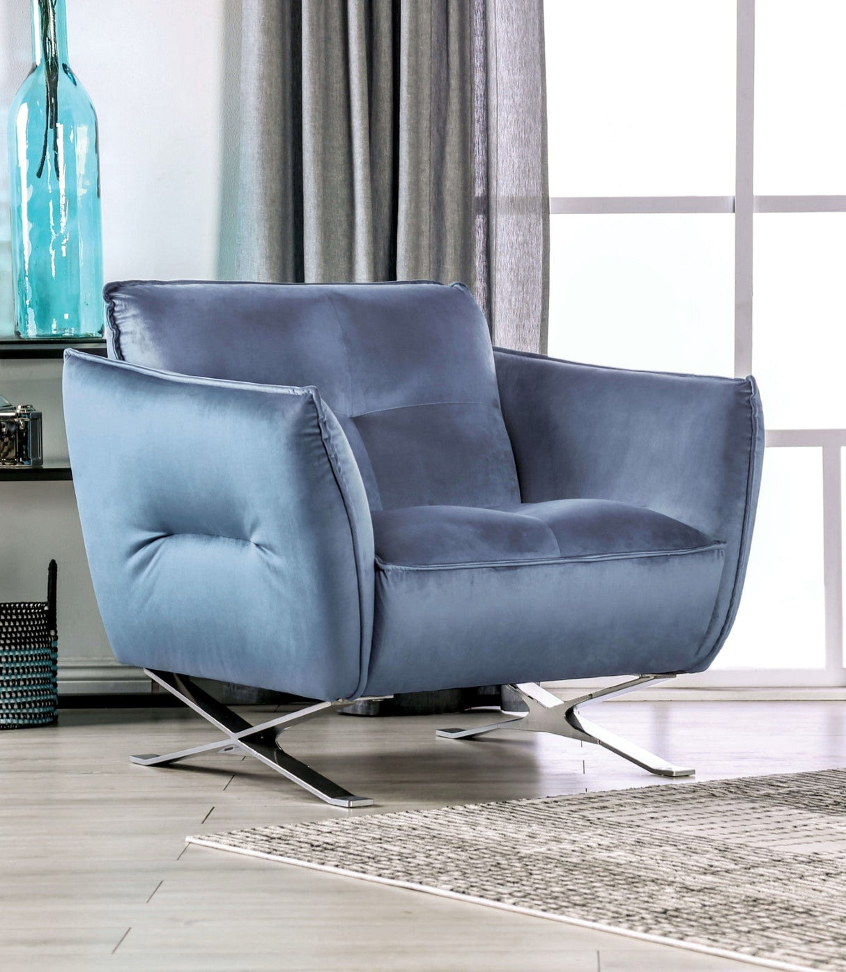 Civellutino Light Blue Chair by Furniture of America at Eve Furniture