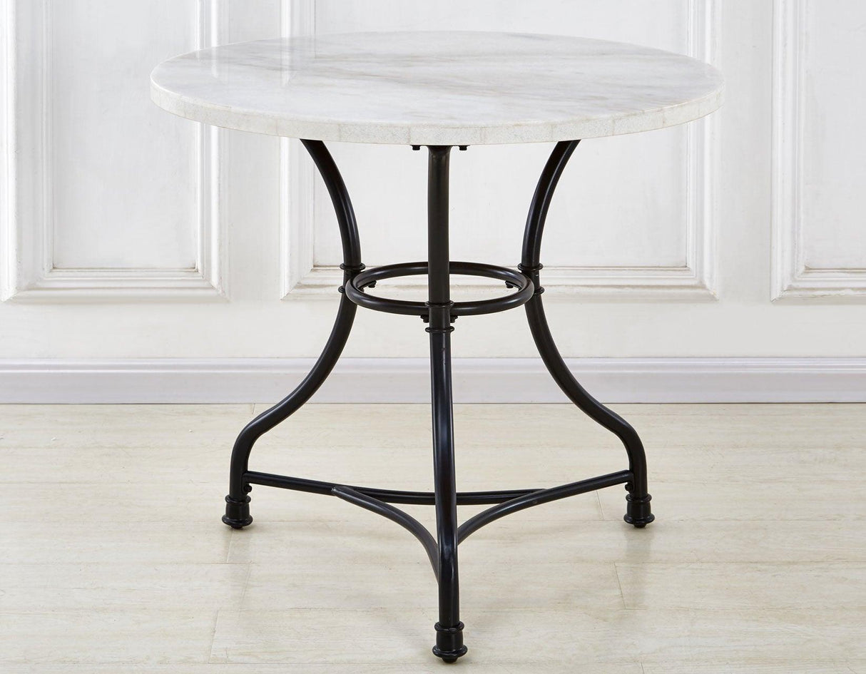 Claire 34 inch Round White Marble Top Bistro Table by Steve Silver at Eve Furniture