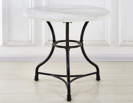 Claire 34 inch Round White Marble Top Bistro Table by Steve Silver at Eve Furniture