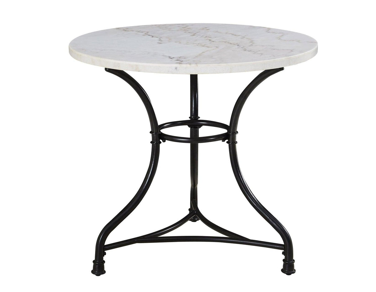 Claire 34 inch Round White Marble Top Bistro Table by Steve Silver at Eve Furniture