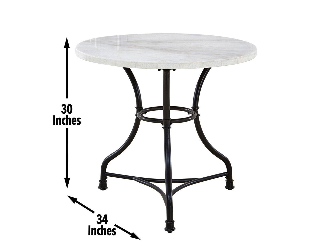 Claire 34 inch Round White Marble Top Bistro Table by Steve Silver at Eve Furniture