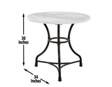 Claire 34 inch Round White Marble Top Bistro Table by Steve Silver at Eve Furniture