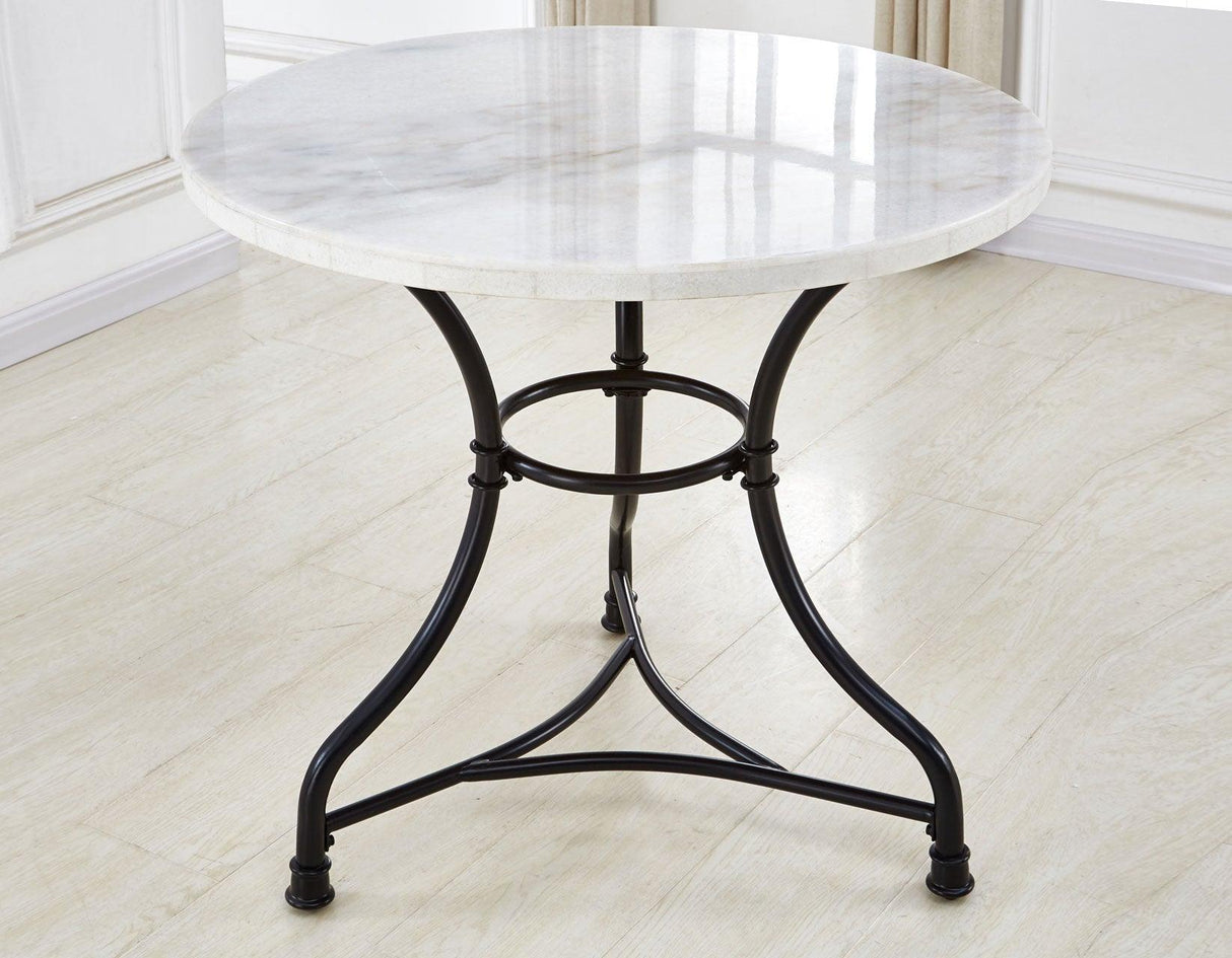 Claire 34 inch Round White Marble Top Bistro Table by Steve Silver at Eve Furniture
