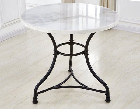 Claire 34 inch Round White Marble Top Bistro Table by Steve Silver at Eve Furniture