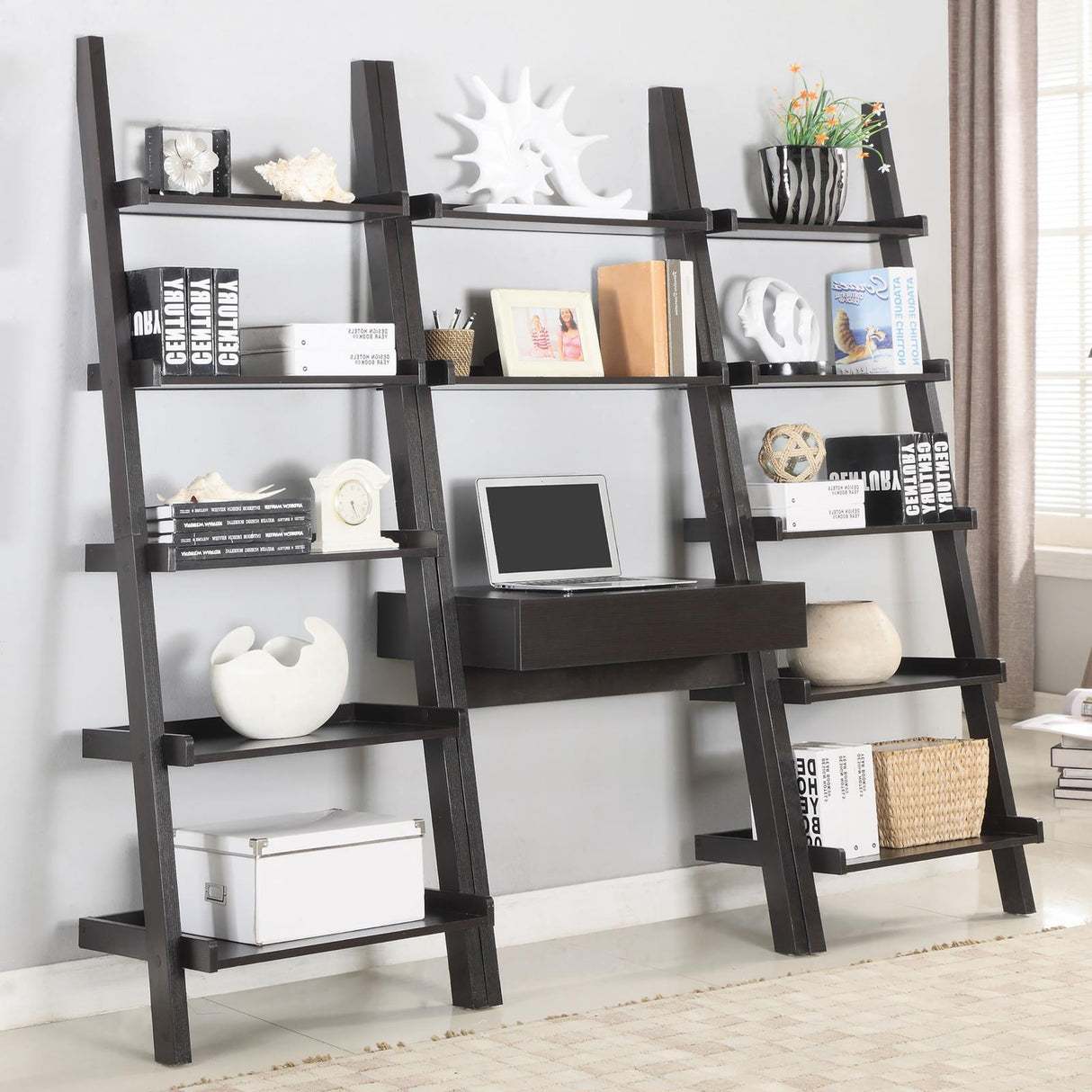 Colella Cappuccino 5-Shelf Ladder Bookcase by Coaster at Eve Furniture