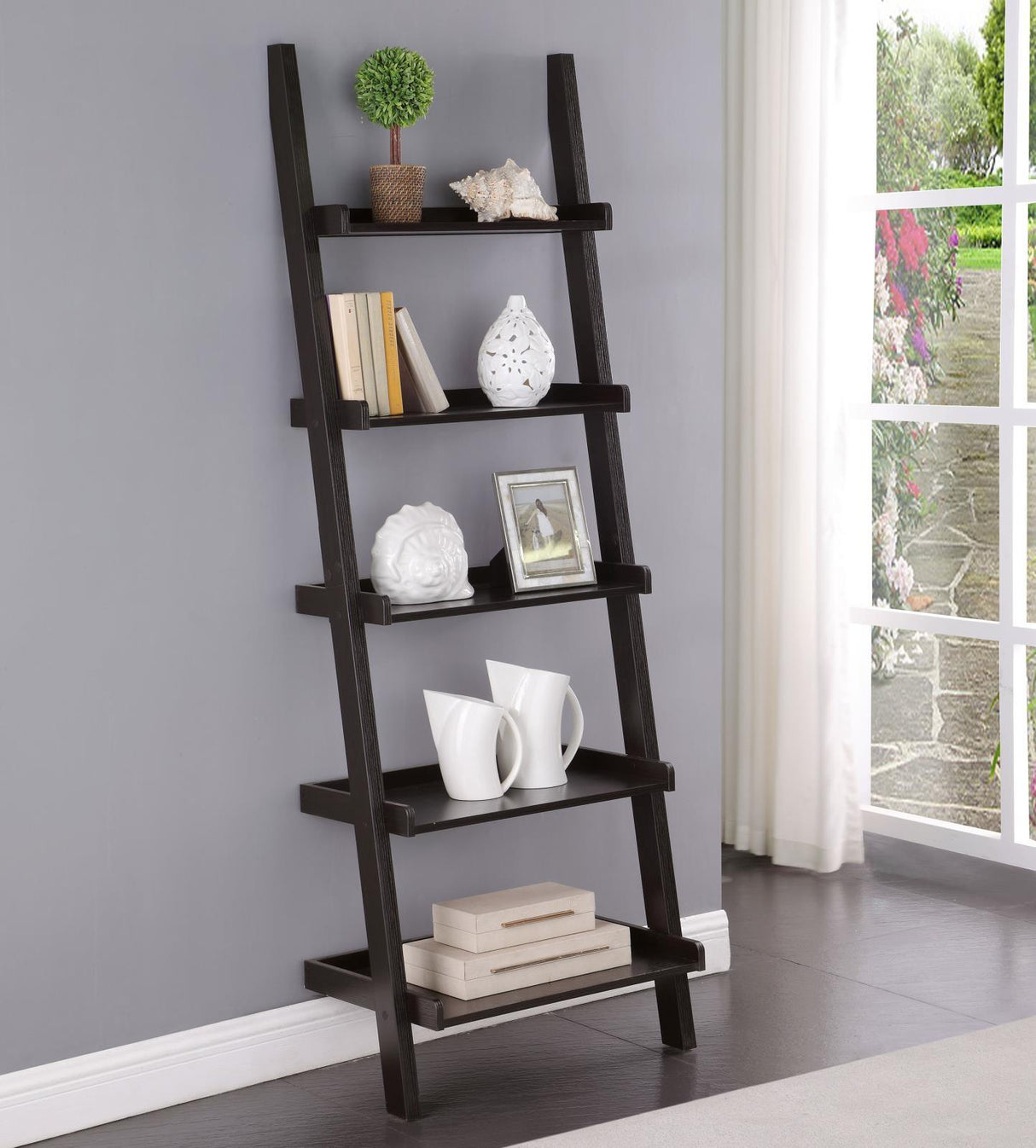Colella Cappuccino 5-Shelf Ladder Bookcase by Coaster at Eve Furniture
