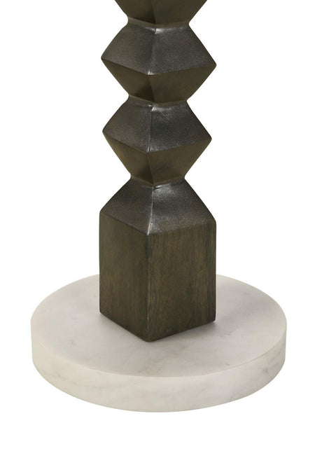 Colette White and Dark Grey Round Marble Top Side Table by Coaster at Eve Furniture