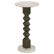 Colette White and Dark Grey Round Marble Top Side Table by Coaster at Eve Furniture