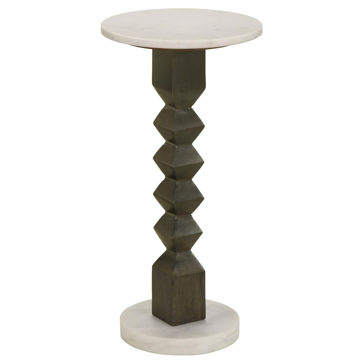 Colette White and Dark Grey Round Marble Top Side Table by Coaster at Eve Furniture