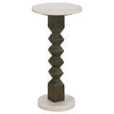 Colette White and Dark Grey Round Marble Top Side Table by Coaster at Eve Furniture