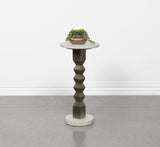 Colette White and Dark Grey Round Marble Top Side Table by Coaster at Eve Furniture