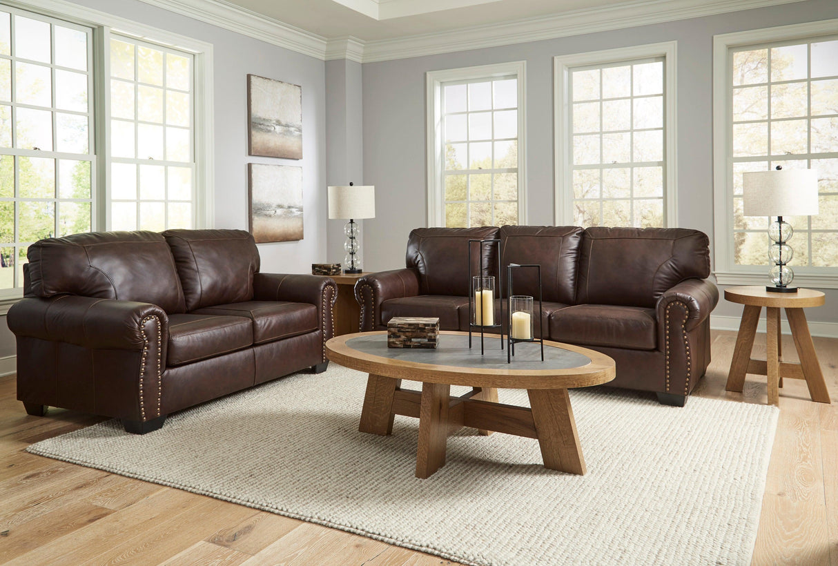 Colleton Dark Brown Leather Living Room Set by Ashley at Eve Furniture