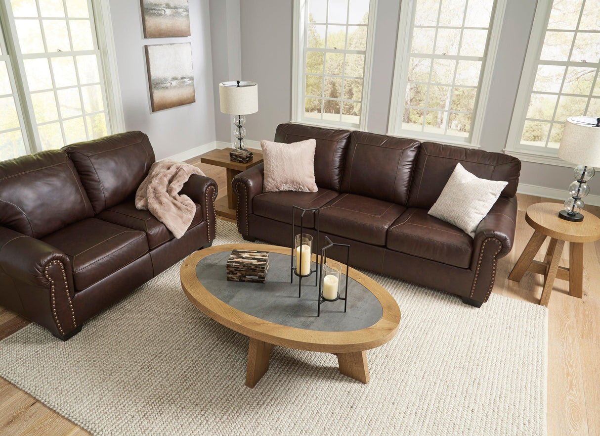 Colleton Dark Brown Leather Living Room Set by Ashley at Eve Furniture