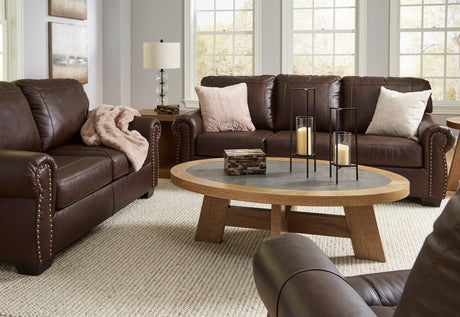Colleton Dark Brown Leather Living Room Set by Ashley at Eve Furniture