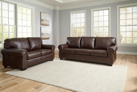 Colleton Dark Brown Leather Living Room Set by Ashley at Eve Furniture
