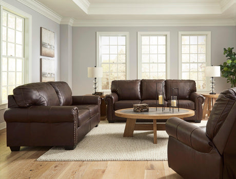 Colleton Dark Brown Leather Living Room Set by Ashley at Eve Furniture