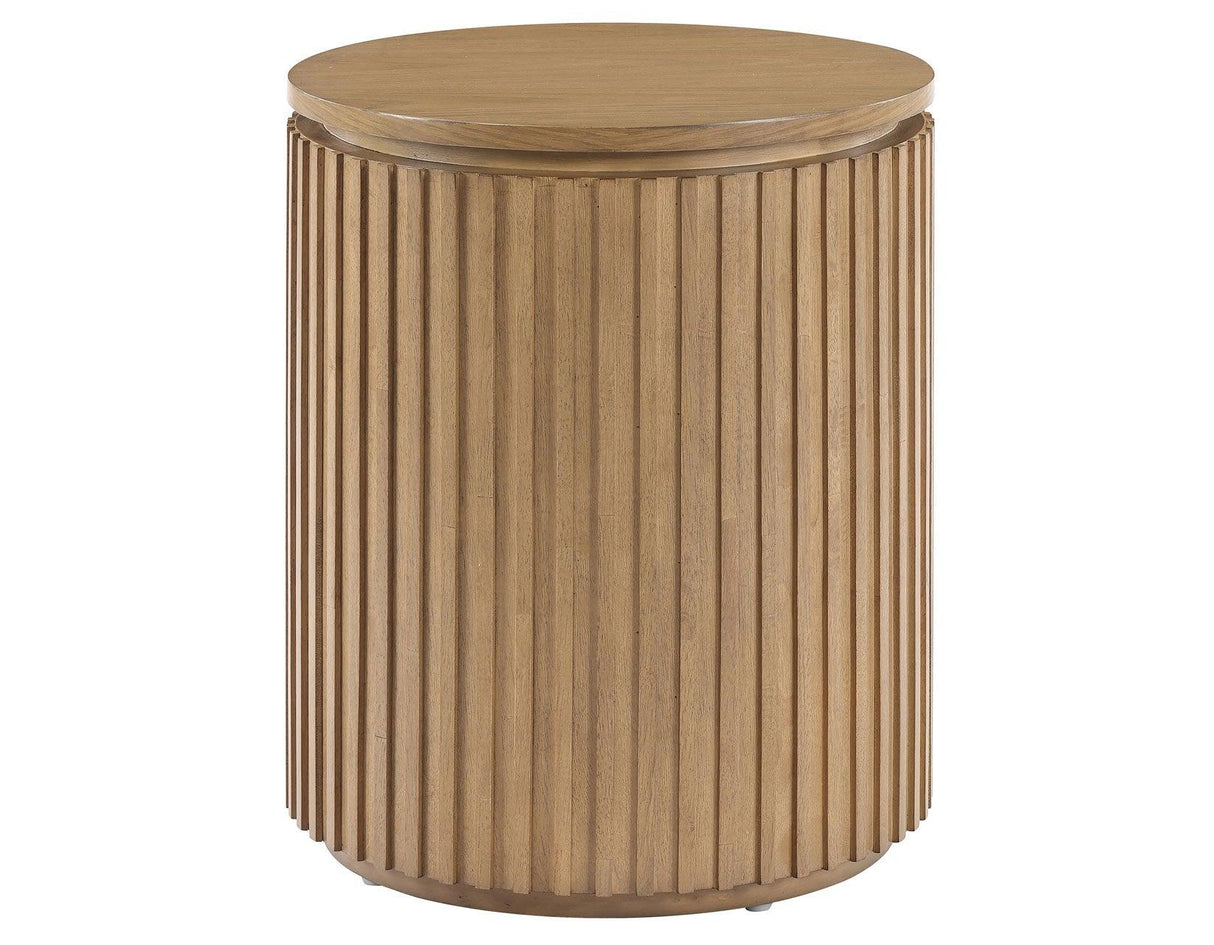 Colvin 18″ Round End Table, Toffee Finish by Steve Silver at Eve Furniture