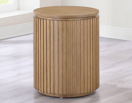 Colvin 18″ Round End Table, Toffee Finish by Steve Silver at Eve Furniture