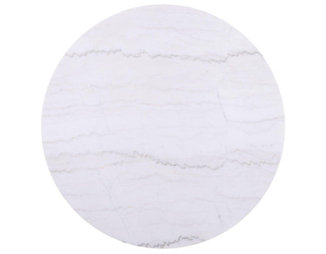 Colvin 18″ Round White Marble Top End Table, Toffee Finish by Steve Silver at Eve Furniture