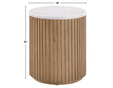 Colvin 18″ Round White Marble Top End Table, Toffee Finish by Steve Silver at Eve Furniture