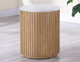 Colvin 18″ Round White Marble Top End Table, Toffee Finish by Steve Silver at Eve Furniture