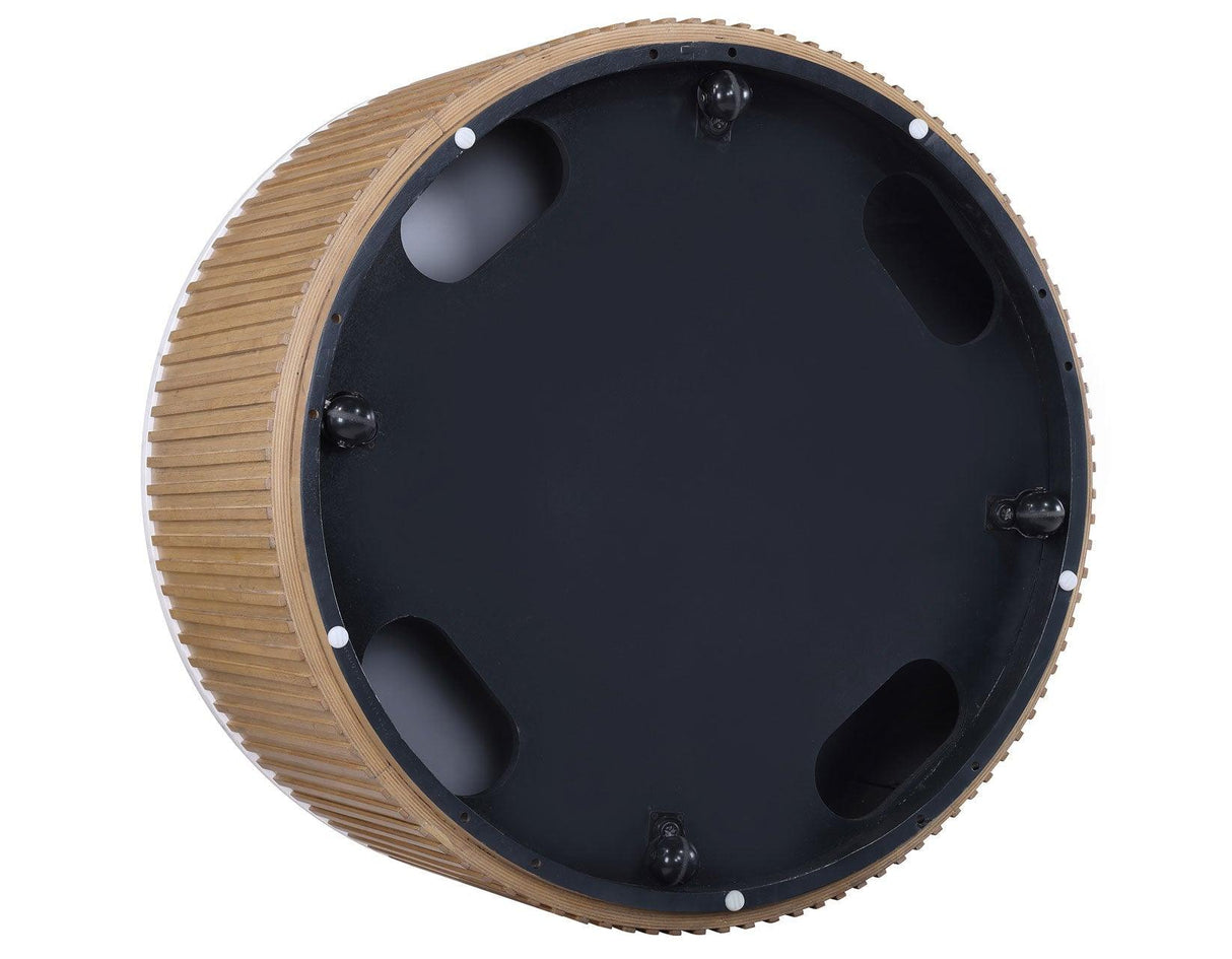 Colvin Toffee Finish 36″ Round Castered White Marble Top Coffee Table by Steve Silver at Eve Furniture