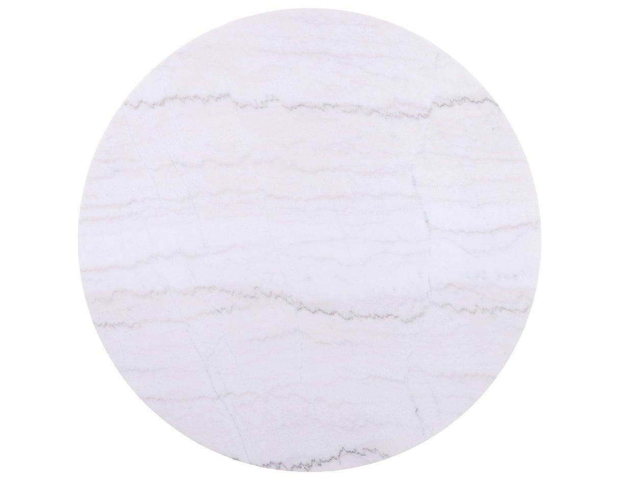 Colvin Toffee Finish 36″ Round Castered White Marble Top Coffee Table by Steve Silver at Eve Furniture