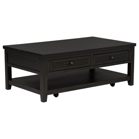 Concord Distressed Java 2-Drawer Rectangular Coffee Table by Coaster at Eve Furniture