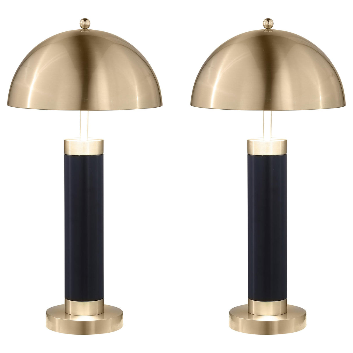 Conroe Black 28-inch Dome Shade Pillar Table Lamp, Set of 2 by Coaster at Eve Furniture