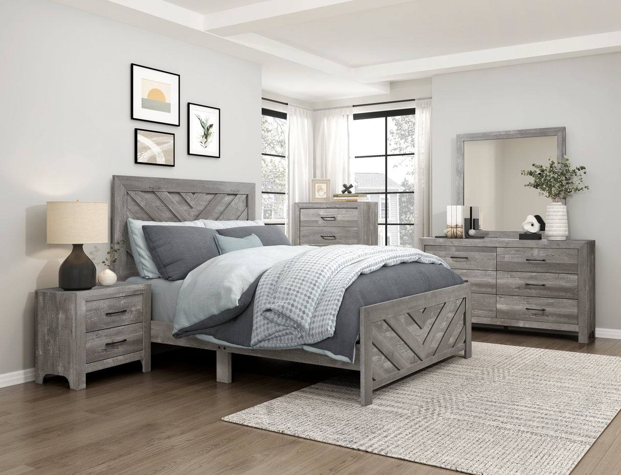 Corbin Gray Crossbuck Queen Panel Bed by Homelegance at Eve Furniture
